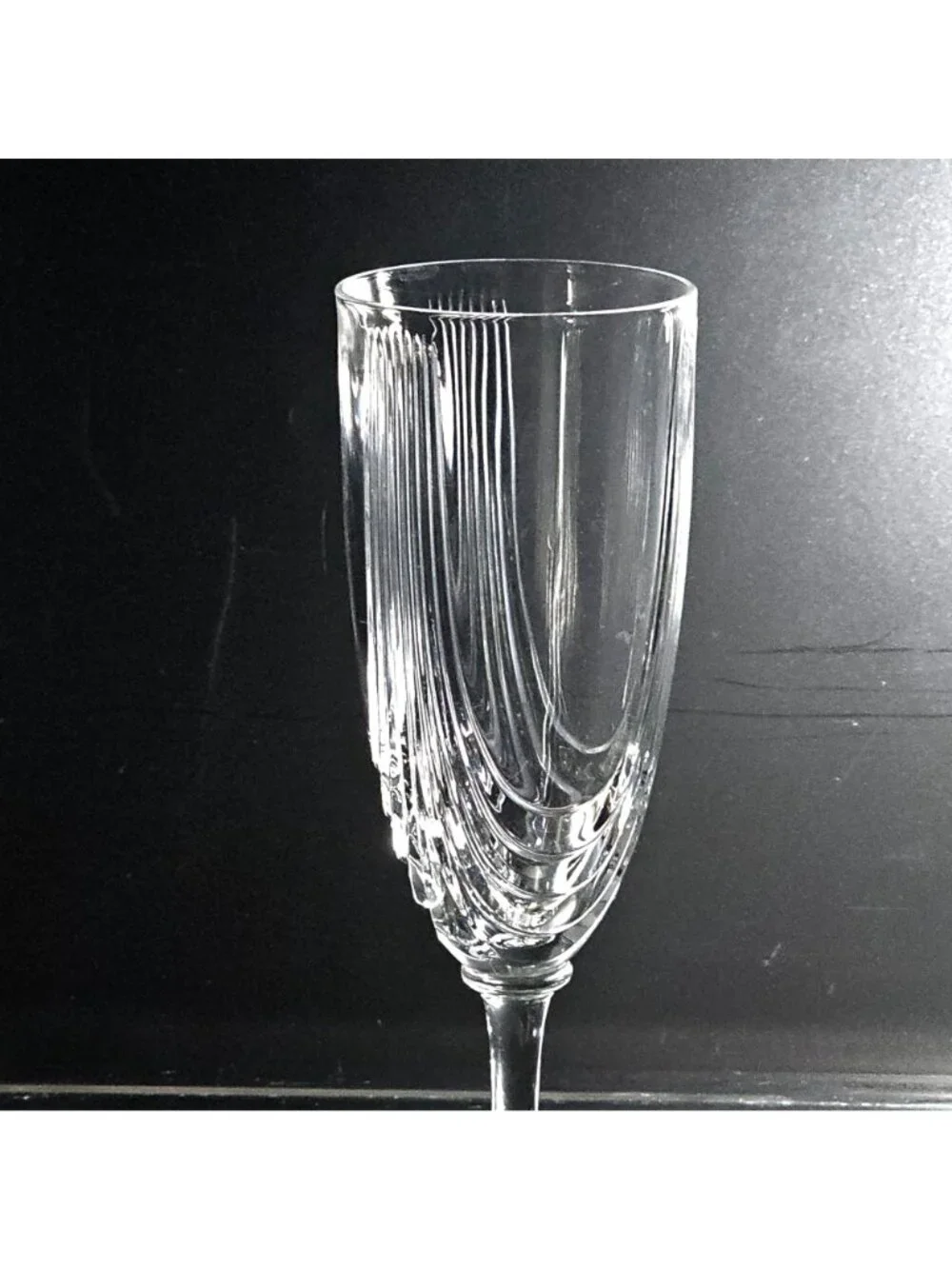 RCR Magnolia Champagne Flute cut swags design Royal Crystal Italian Art Deco 199